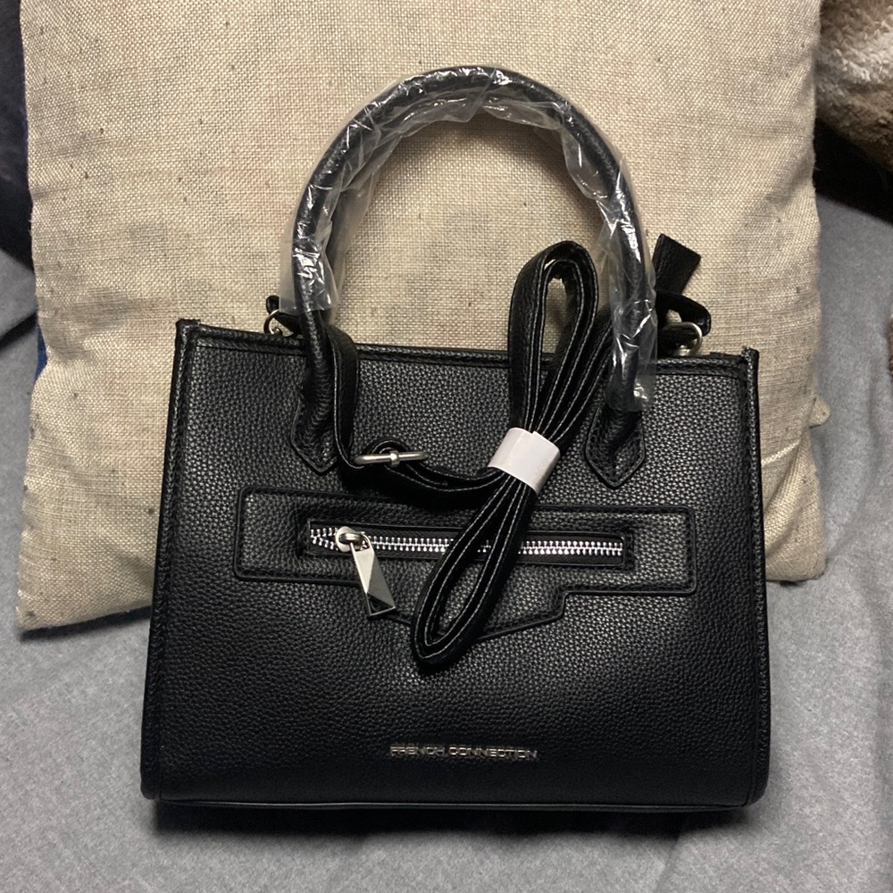 French Connection Black Textured Satchel